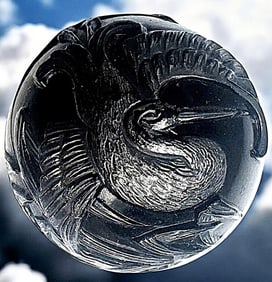 A division one relief black glass pictorial button