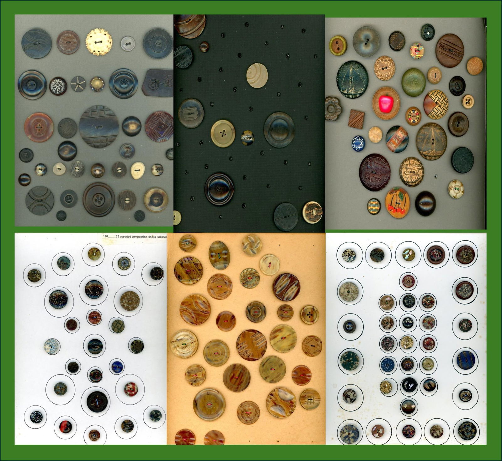 A box lot of assorted horn/compo carded buttons (1 of 7)