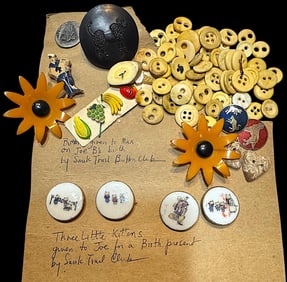 A bag lot of division one and three assorted buttons