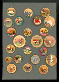 A Small card of hand painted VI buttons