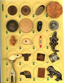 A card of div. 1 & 3 assorted earthy buttons