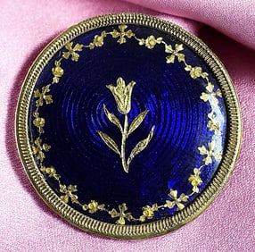 A division one gold and cobalt enamel button