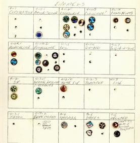 A partial card of division one Diminutive buttons