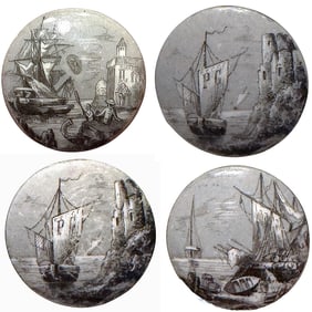 A set of division one pictorial porcelain buttons