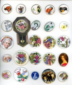 A card of division three ceramic buttons