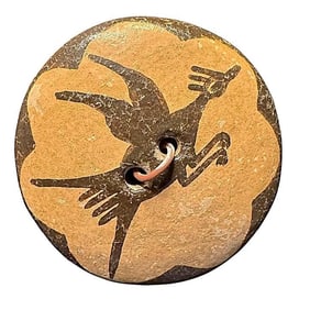 A division three pictorial southwest pottery button
