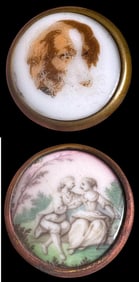 A small card of enamel and porcelain buttons