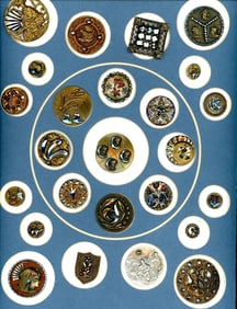 A card of division one brass and steel buttons
