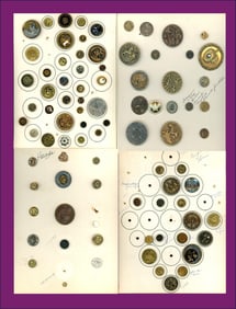 4 Cards of division one assorted metal buttons