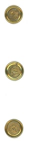 A small card of division one brass pictorial buttons