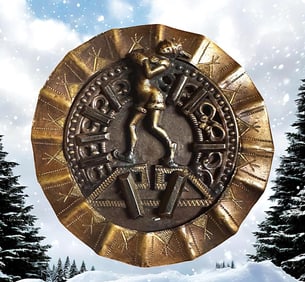 A RARE division one brass and steel pictorial button