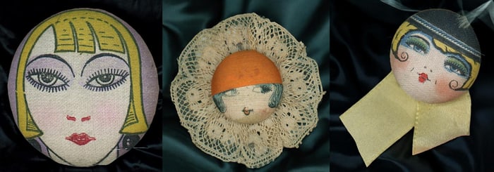 A small card of division three pictorial fabric buttons