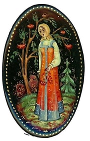 A division three hand painted Russian Lacquer Button