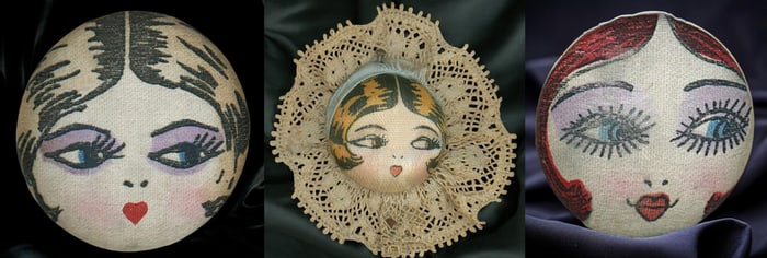 A small card of division three pictorial fabric buttons