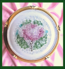 A division one Coralene glass button
