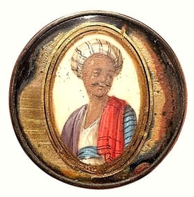 A very RARE hand painting under glass button