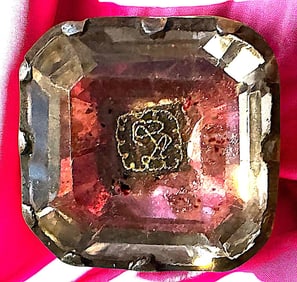 A division one square rock crystal button