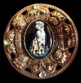 A RARE glass in metal division one button