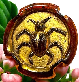 A division three pictorial English glass button