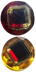A small card of division one glass buttons