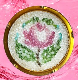 A division one white glass Coralene Button