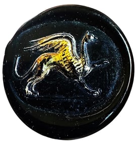 A division three pictorial glass button