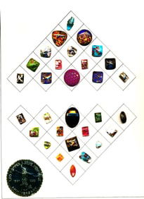 A card of division one glass buttons