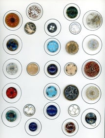 A card of division one Victorian glass buttons