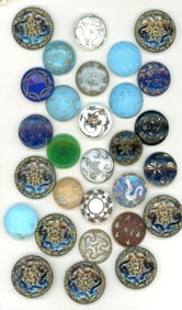 A card of division one & three glass buttons