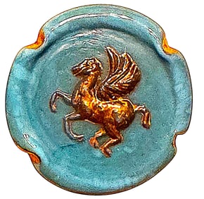 A division three pictorial English glass button