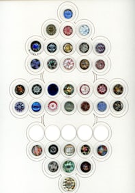 A card of division one colorful glass buttons