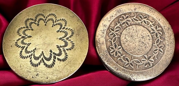 A pair of division one engraved copper buttons