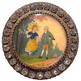 A division one hand painted under glass button