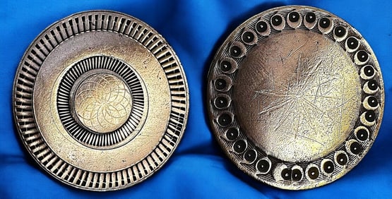 A pair of division one engraved copper buttons