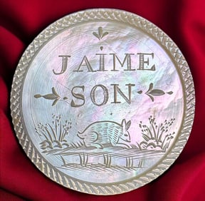 A Rare division one engraved verbal pearl button