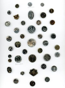 A card of division three pictorial pewter buttons