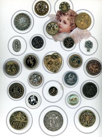 A card of division one and three Cherub buttons