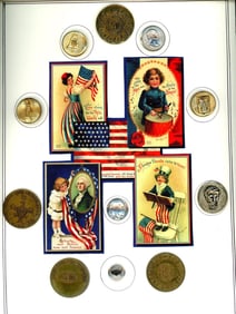 A card of division three political buttons