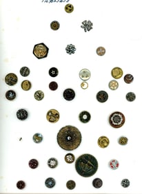 3 Cards of division one assorted metal buttons