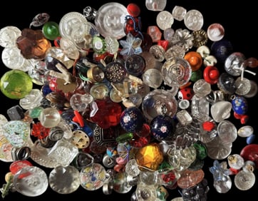 A bag lot of division 1 & 3 assorted glass buttons