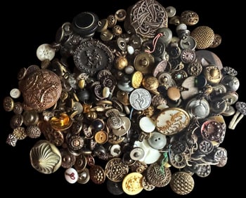 A bag lot of division 1 & 3 assorted material buttons