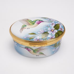 Moorcroft Copper Enamel Hummingbird Motif Decorative Box