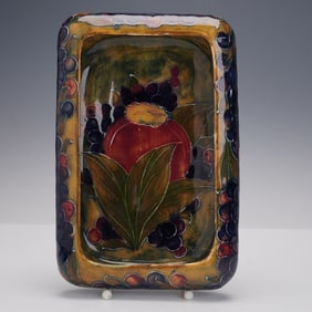 Moorcroft Pottery by William Moorcroft, Rectangle Tray Pomegranate on Ochre