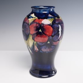 Moorcroft Pottery Vase, Pansy Pattern