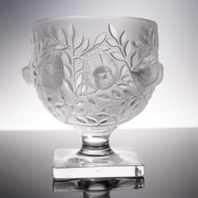 Lalique Crystal Footed Vase, Elizabeth