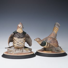 Pair of Boehm Porcelain Ruffed Grouse Figurines