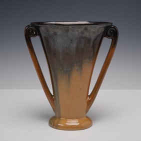 Fulper Art Pottery Brown Double Handle Vase