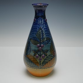 Dennis Chinaworks Pottery Blackberries and Spiders Large Lidded Vase