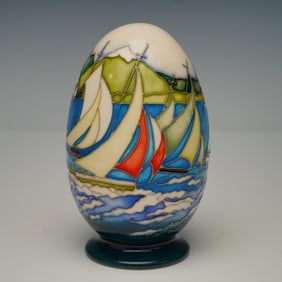Moorcroft Porcelain Colored Egg, Catching the Wind