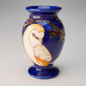Moorcroft Pottery Miniature Vase, Night Owl by Kerry Goodwin